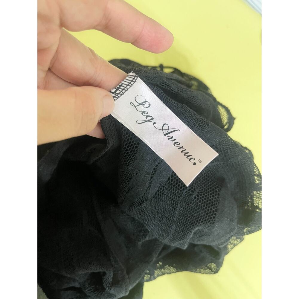 Leg Avenue Butterfly Lace Long‎ Gown 100% Nylon With Slit Black Stretch One Size - Picture 8 of 11